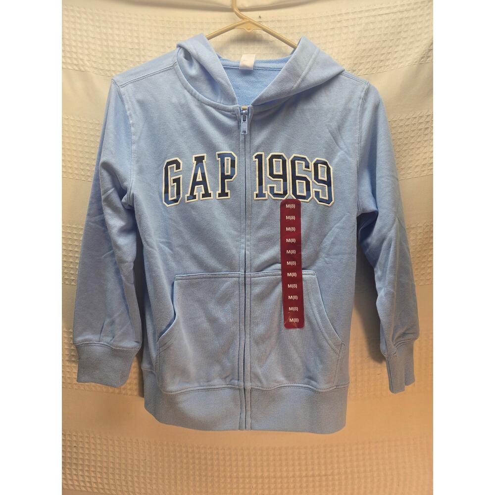 Gap Unisex Hoodie Size 8 Blue Fleece Hooded  Lightweight Full Zip  6748
